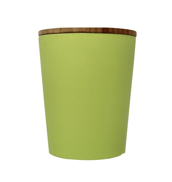 Dose | Vase | Tischabfalleimer |  Behälter mit Bambus Deckel Rund