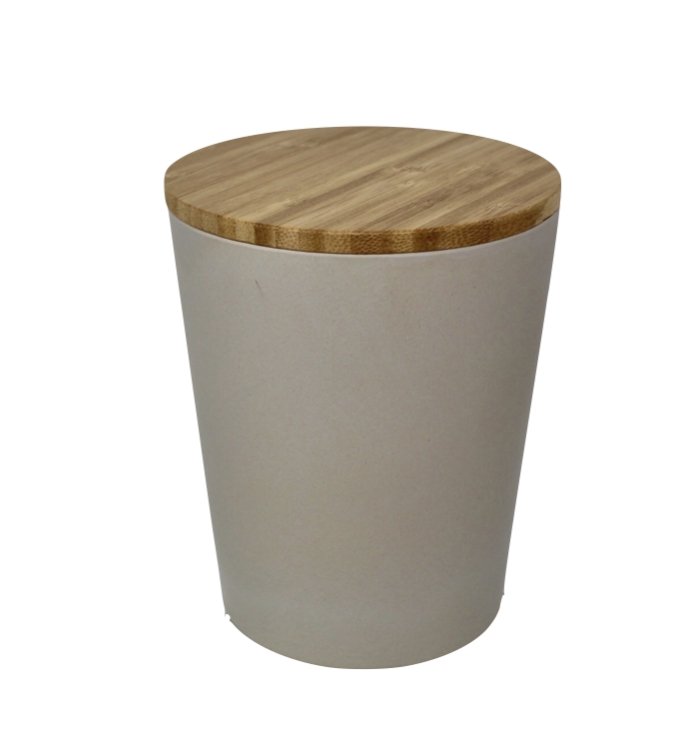 Dose | Vase | Tischabfalleimer |  Behälter mit Bambus Deckel Rund