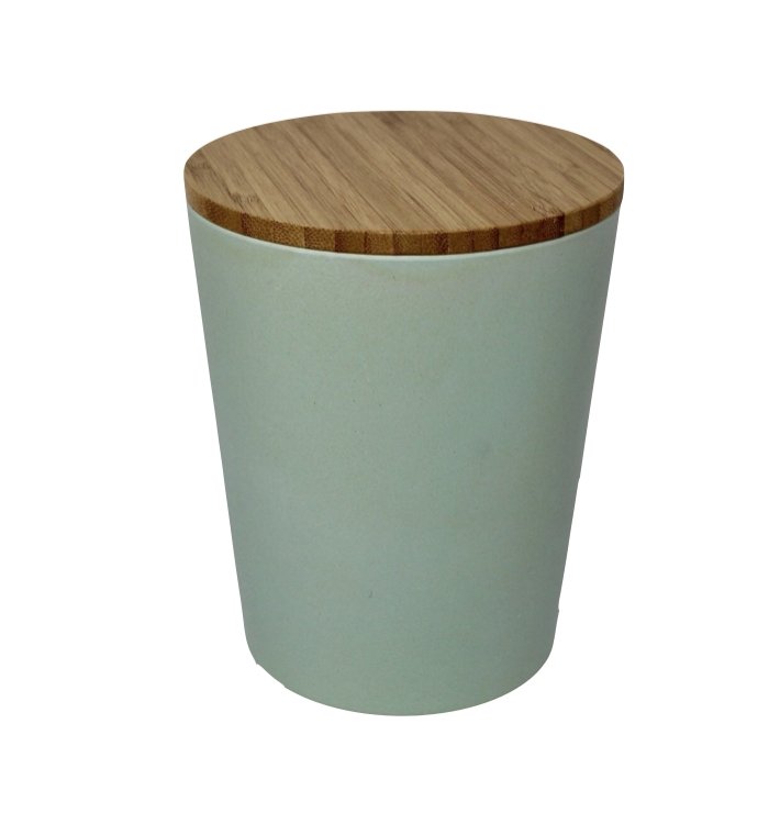 Dose | Vase | Tischabfalleimer |  Behälter mit Bambus Deckel Rund