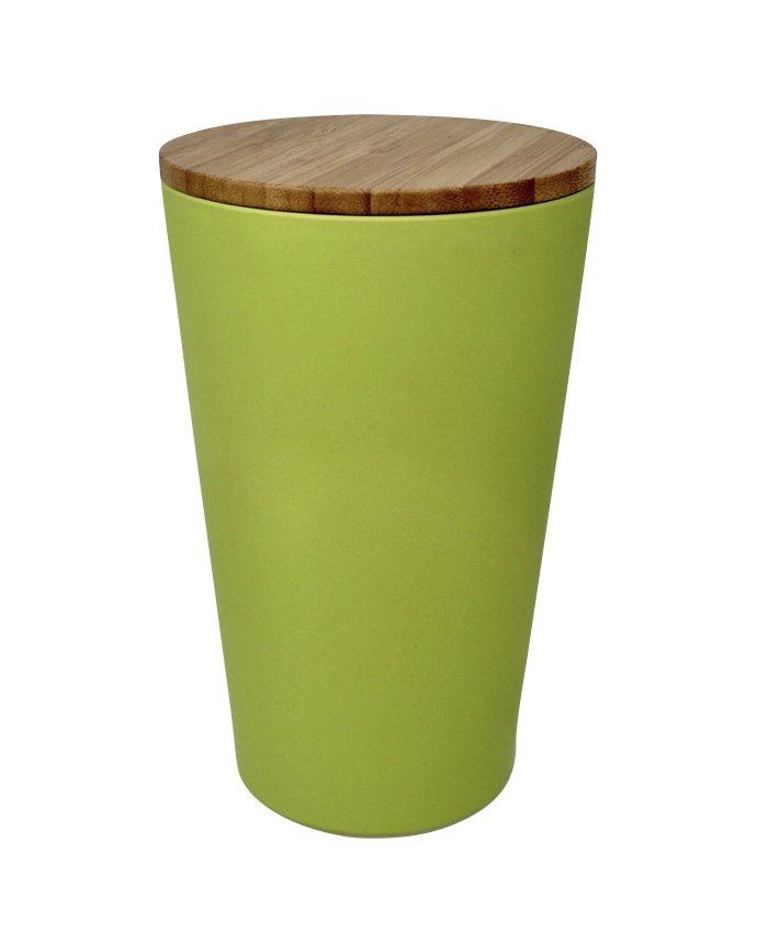 Dose | Vase | Tischabfalleimer |  Behälter mit Bambus Deckel Rund