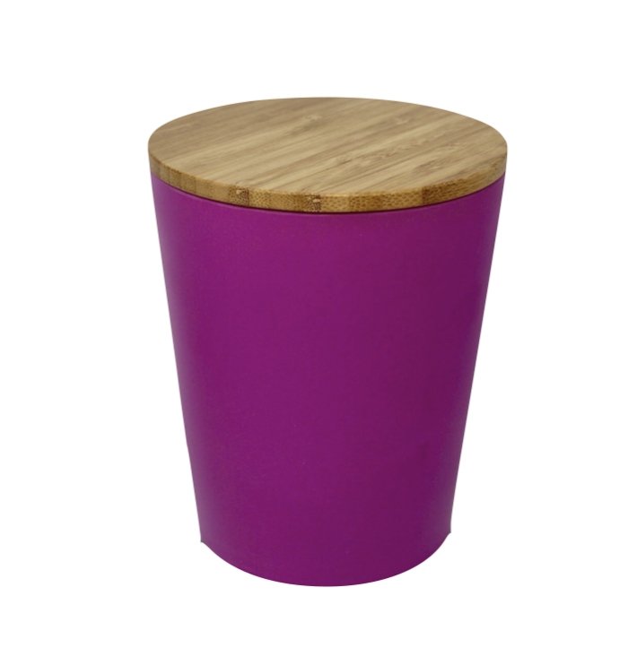 Dose | Vase | Tischabfalleimer |  Behälter mit Bambus Deckel Rund