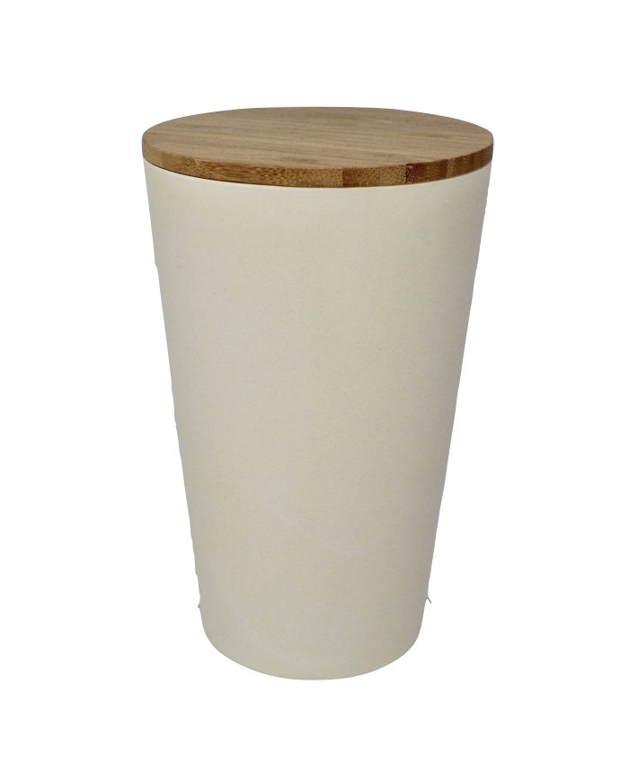 Dose | Vase | Tischabfalleimer |  Behälter mit Bambus Deckel Rund