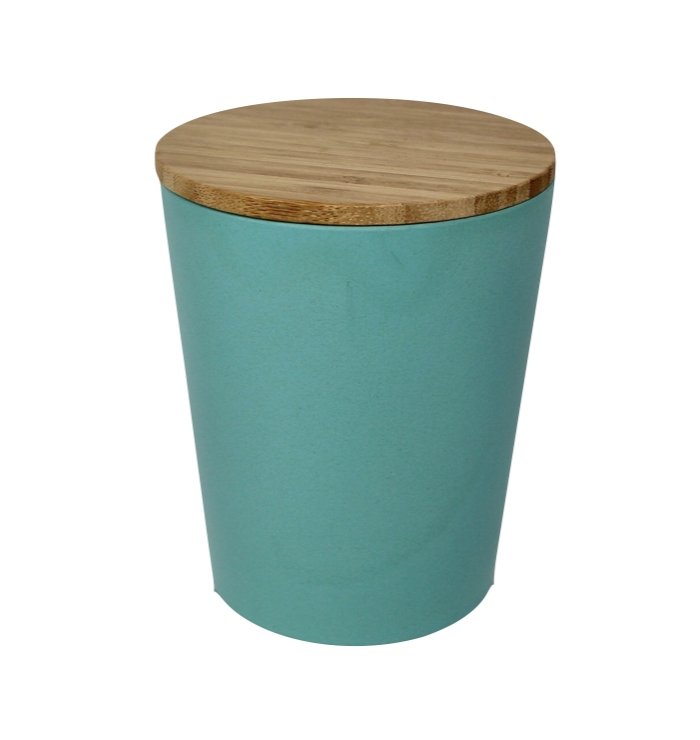 Dose | Vase | Tischabfalleimer |  Behälter mit Bambus Deckel Rund