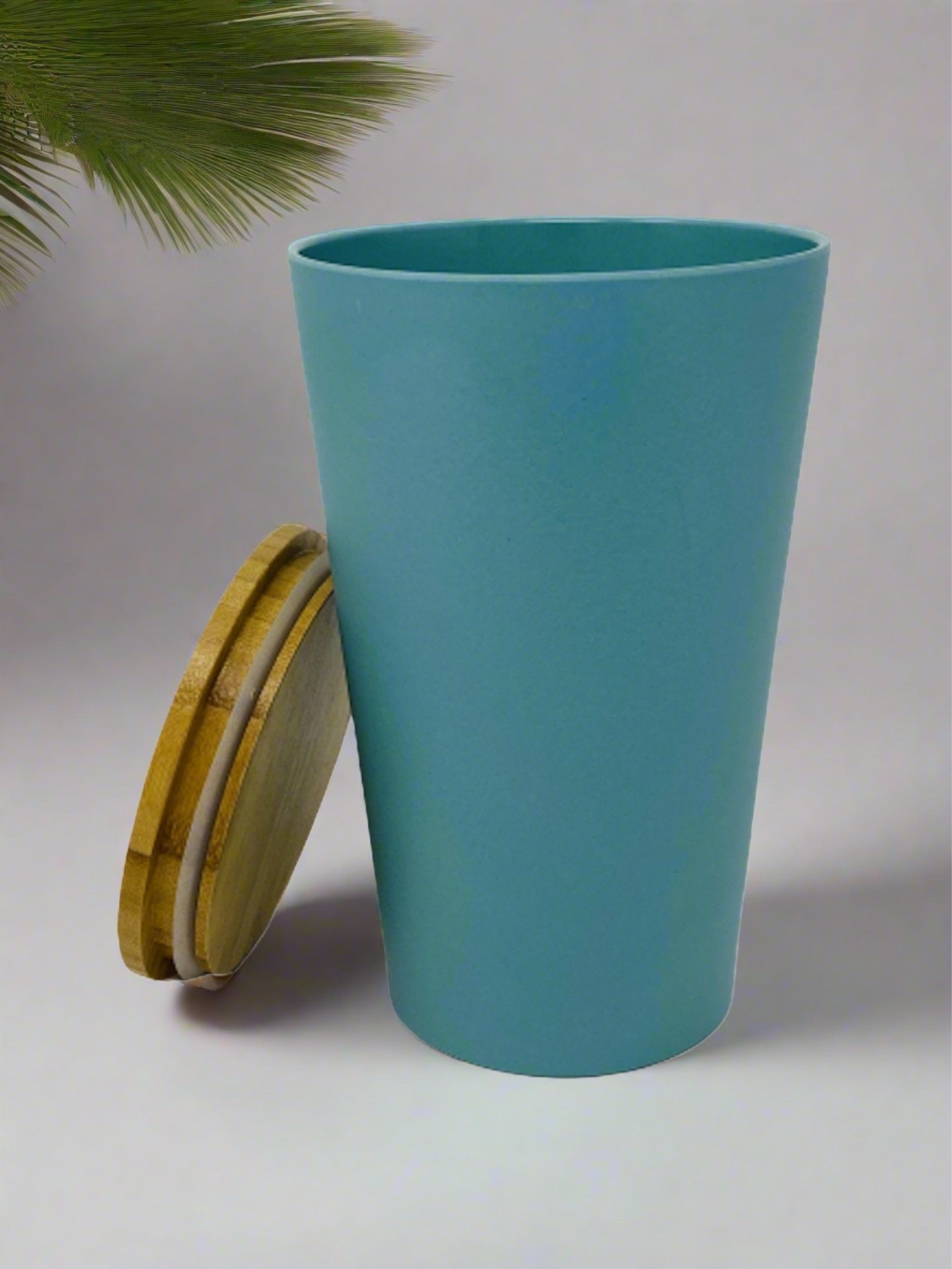 Dose | Vase | Tischabfalleimer |  Behälter mit Bambus Deckel Rund