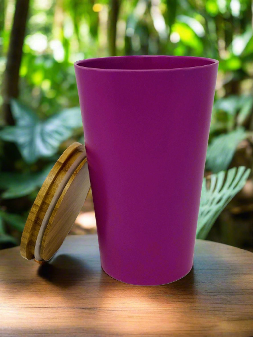 Dose | Vase | Tischabfalleimer |  Behälter mit Bambus Deckel Rund