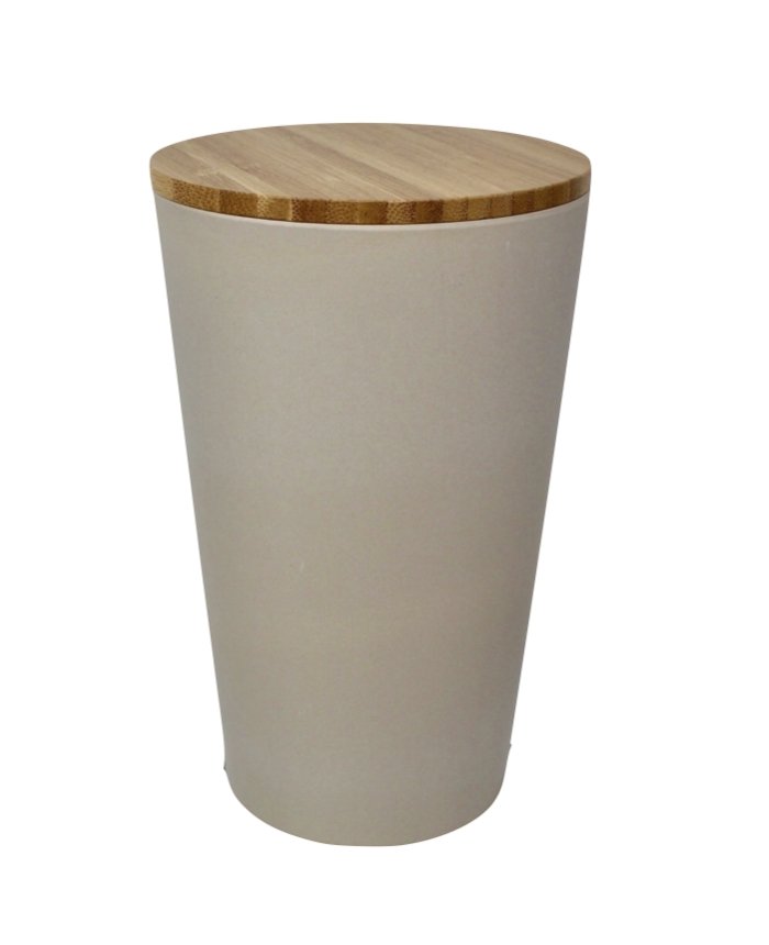 Dose | Vase | Tischabfalleimer |  Behälter mit Bambus Deckel Rund