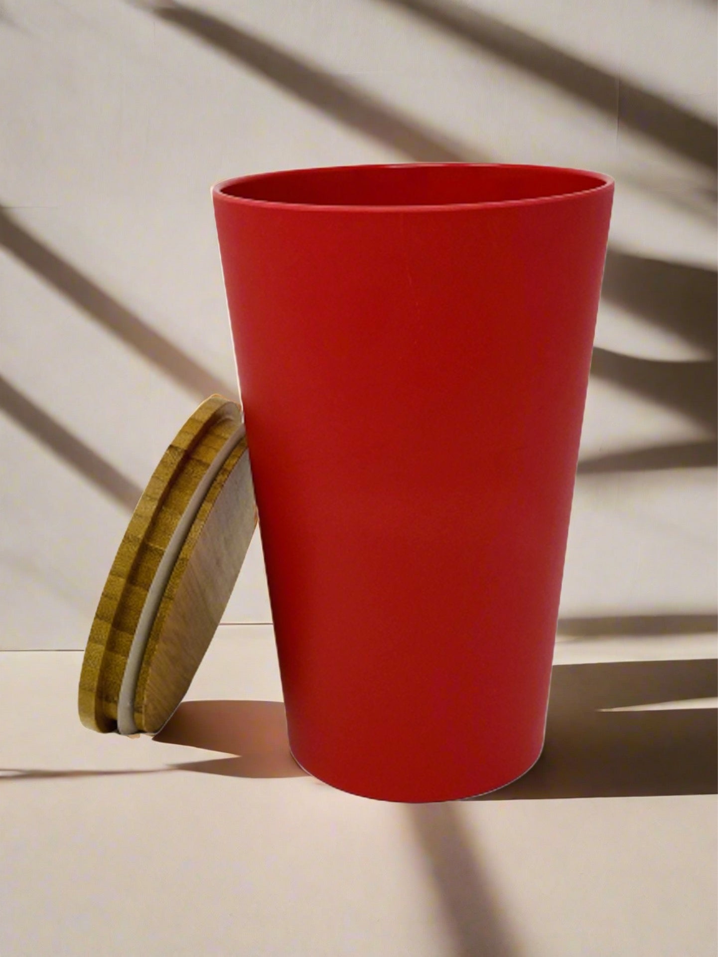 Dose | Vase | Tischabfalleimer |  Behälter mit Bambus Deckel Rund