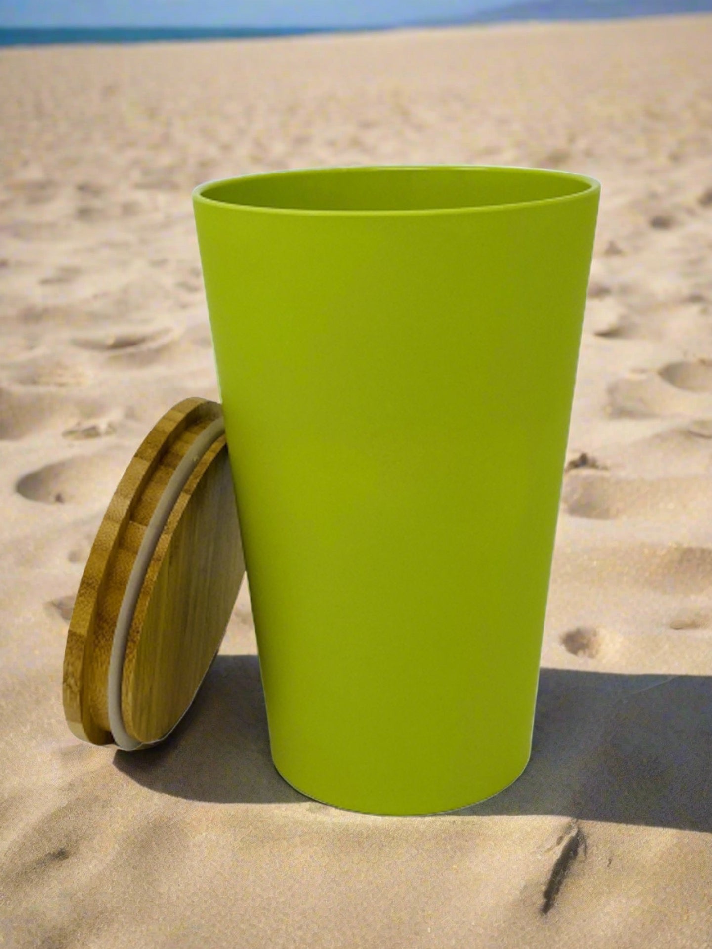 Dose | Vase | Tischabfalleimer |  Behälter mit Bambus Deckel Rund