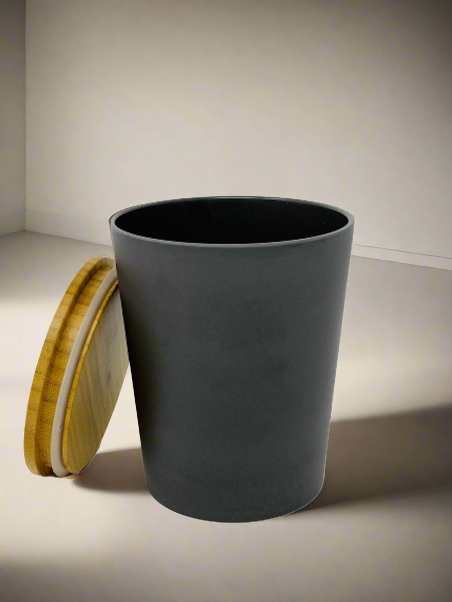 Dose | Vase | Tischabfalleimer |  Behälter mit Bambus Deckel Rund
