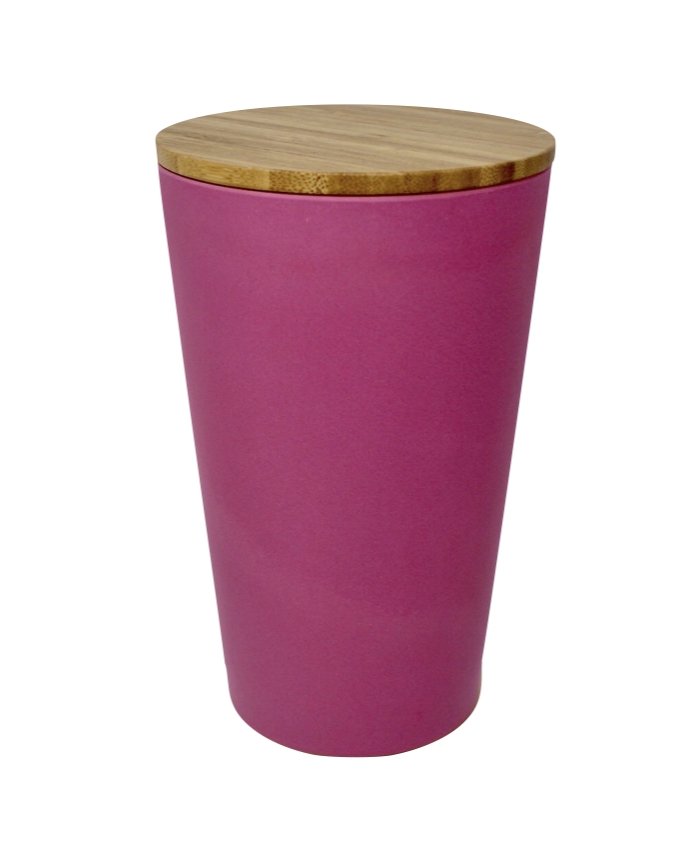 Dose | Vase | Tischabfalleimer |  Behälter mit Bambus Deckel Rund