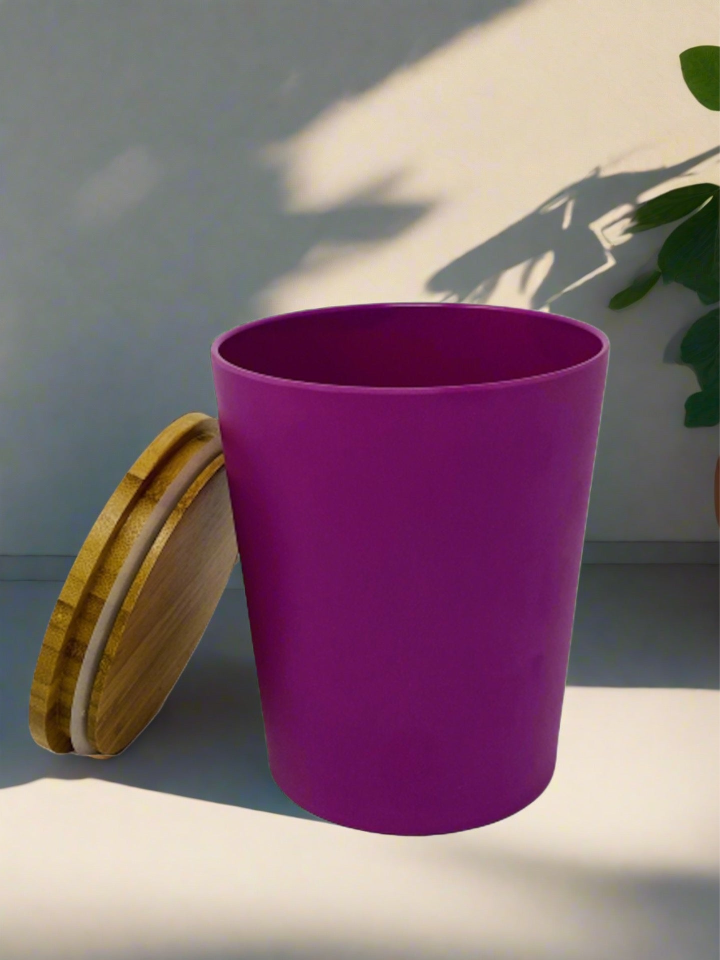 Dose | Vase | Tischabfalleimer |  Behälter mit Bambus Deckel Rund