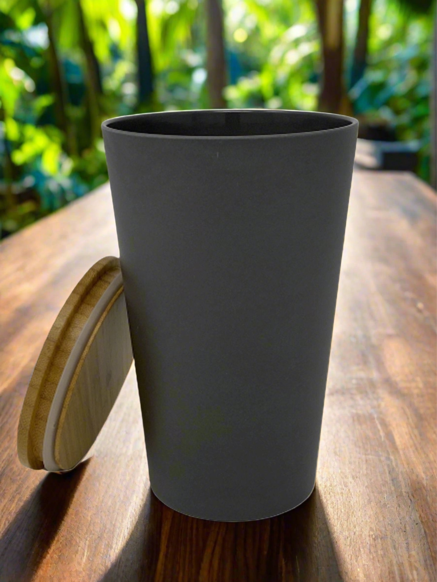 Dose | Vase | Tischabfalleimer |  Behälter mit Bambus Deckel Rund