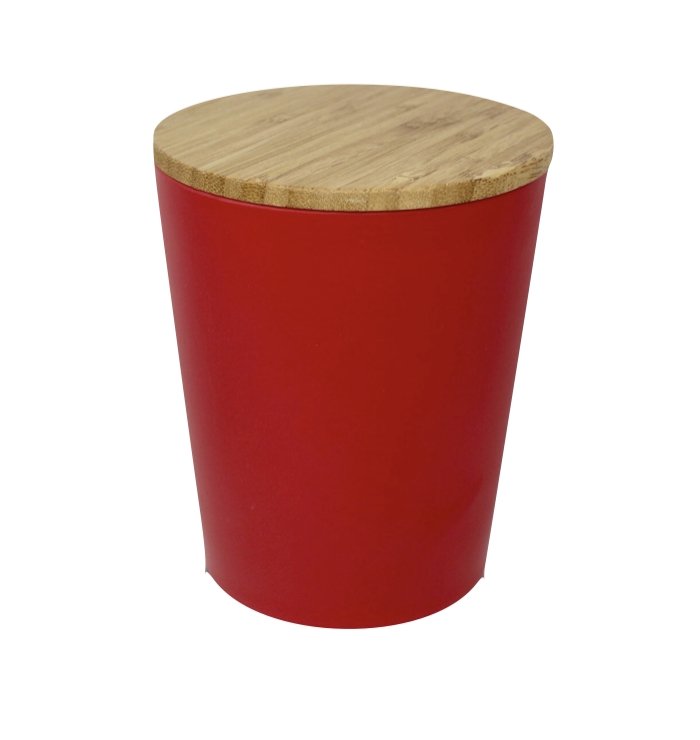Dose | Vase | Tischabfalleimer |  Behälter mit Bambus Deckel Rund