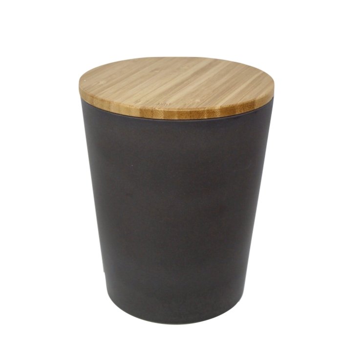 Dose | Vase | Tischabfalleimer |  Behälter mit Bambus Deckel Rund