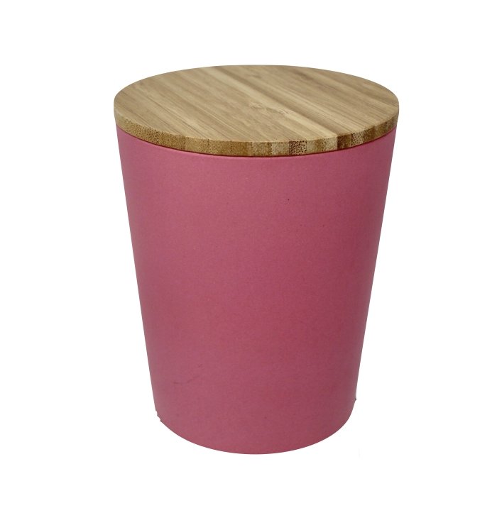 Dose | Vase | Tischabfalleimer |  Behälter mit Bambus Deckel Rund